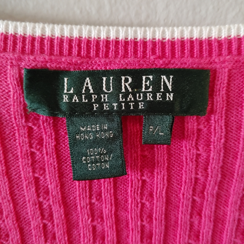 Ralph Lauren 3/4 sleeve pink sweater petite large